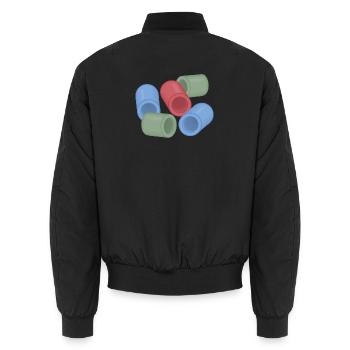 Abstract Color Capsules Ironing Beads - Unisex Bomber Jacket - black - Back - AI Model Male 185 light (185cm)
