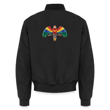 Bunter Papagei - Unisex Bomberjacke - Schwarz - Hinten - AI Model Male 185 light (185cm)