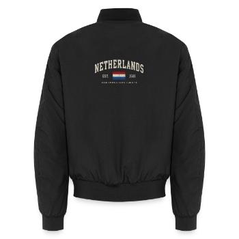 Netherlands - Niederlande - Vintage - Amsterdam - Unisex Bomberjacke - Schwarz - Hinten - AI Model Male 185 light (185cm)