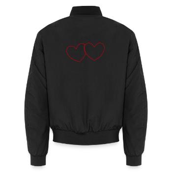 2 rote Herzen Herz Geschenk Valentinstag - Unisex Bomberjacke - Schwarz - Hinten - AI Model Male 185 light (185cm)