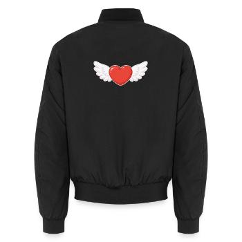 Geflügeltes Herz Kawaii-Druck - Unisex Bomberjacke - Schwarz - Hinten - AI Model Male 185 light (185cm)