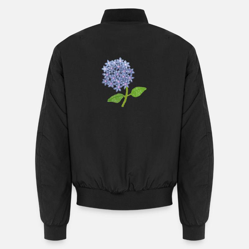 embroidered hydrangea - Unisex Bomber Jacket - black