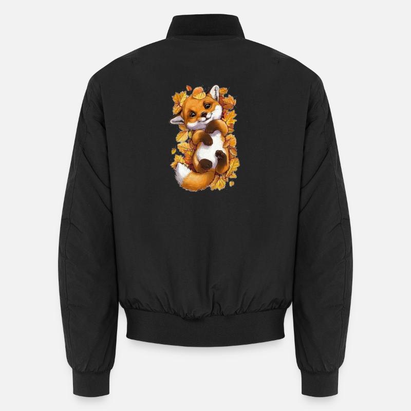 Cute baby fox - Unisex Bomber Jacket - black
