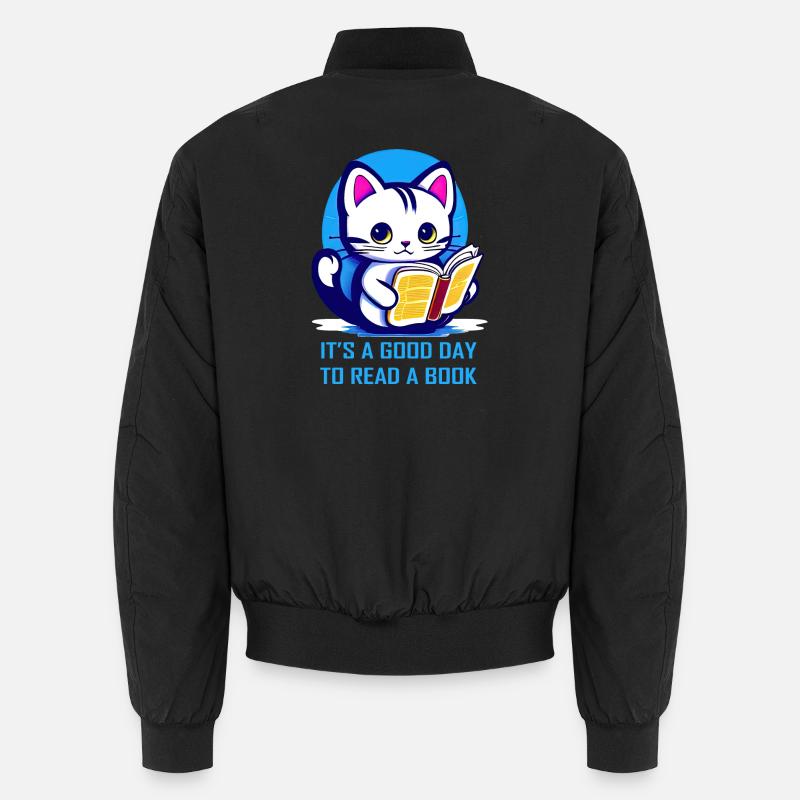 Kitten it's a good day to read a book Unisex Bomber Jacket