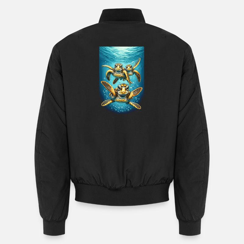 Turtle Abstraction Underwater Design - Unisex Bomber Jacket - black