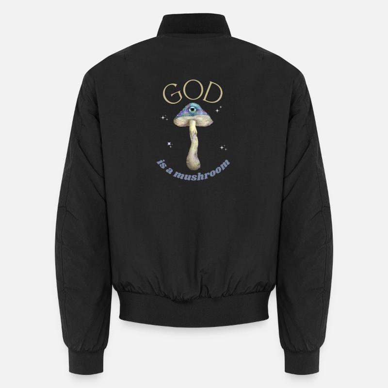 God is a mushroom - Unisex Bomber Jacket - black
