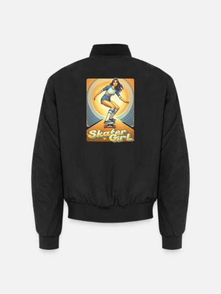 Skater Mädchen auf einem Skateboard - Unisex Bomberjacke - Schwarz