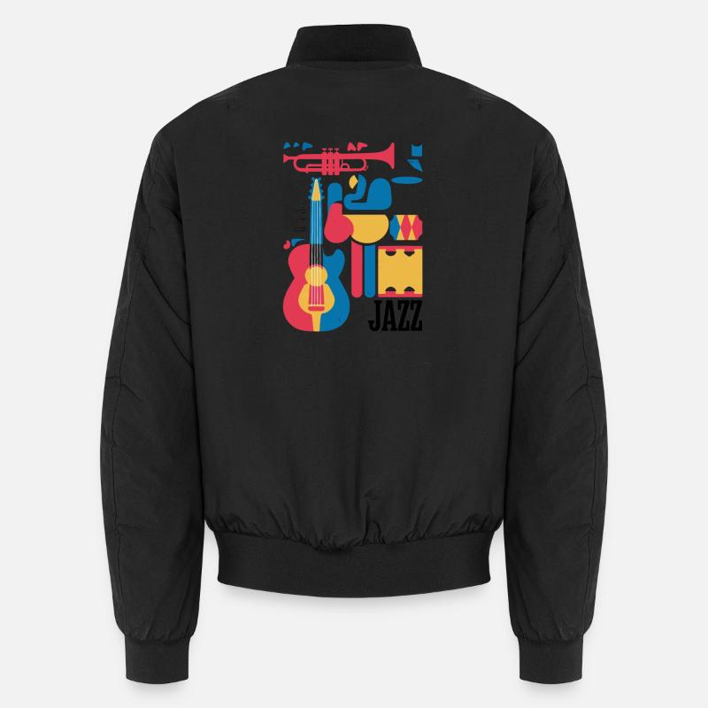 Illustration de notes de musique et d’instruments heureux Bomber unisexe