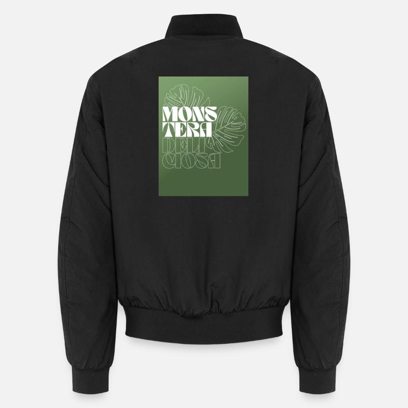 Monstera Botanical Line Art Design - Unisex Bomberjacke - Schwarz