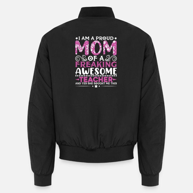 Proud Teachers Message - Unisex Bomber Jacket - black