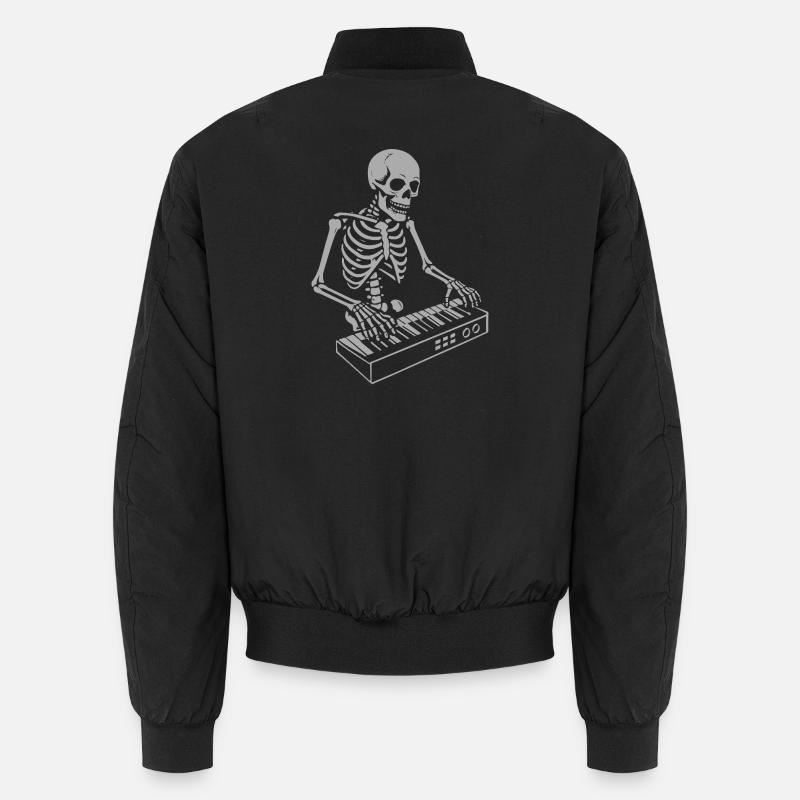 Halloween Skeleton with Synthesizer Art Unisex Bomber Jacket