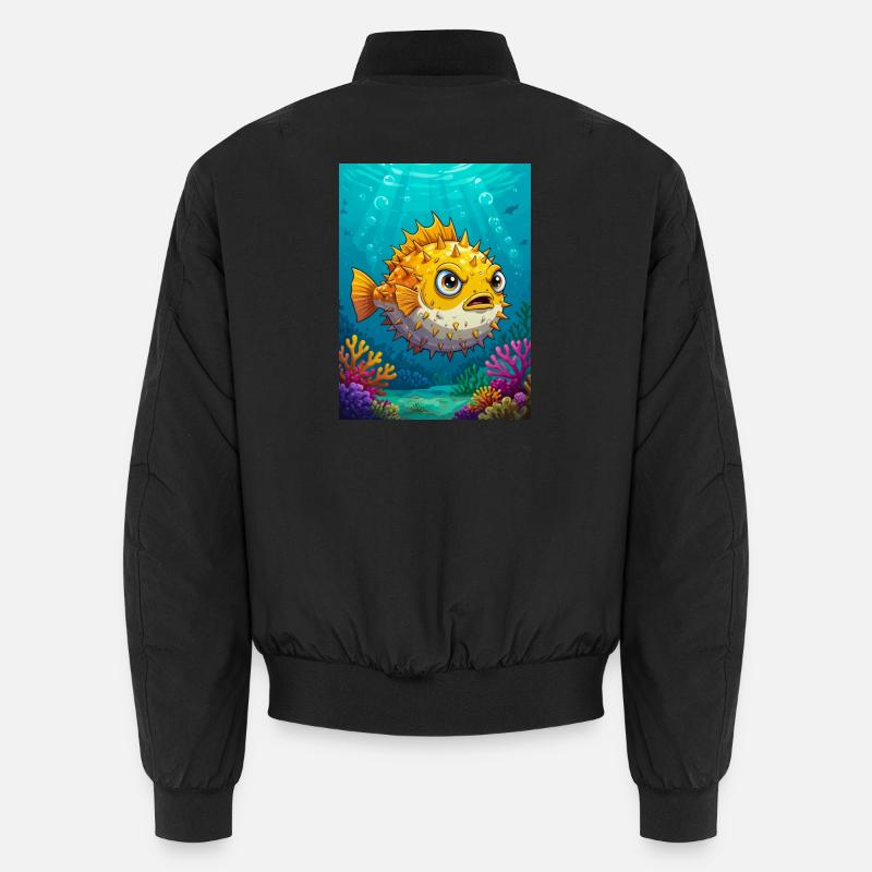Poisson-globe de style bande dessinée, corps rond et hérissé Bomber unisexe