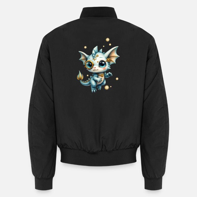 Steampunk Drache mit Lupe - Unisex Bomberjacke - Schwarz
