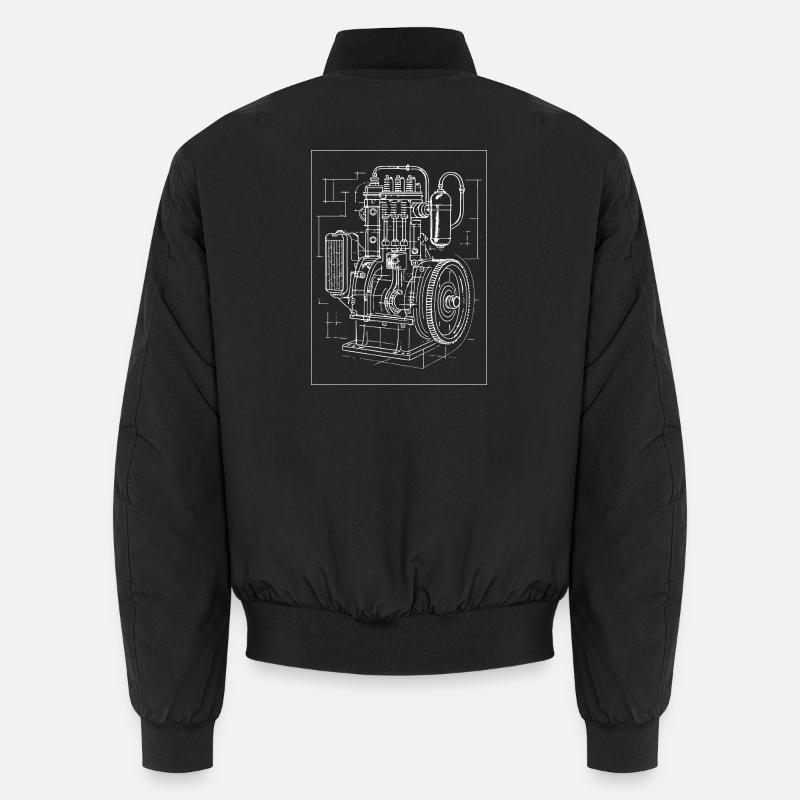 Industrial Engine Blueprint - Unisex Bomber Jacket - black