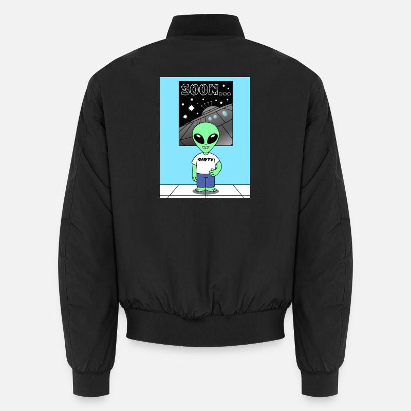 Außerirdischer vor Raumschiff Earth Unisex Bomberjacke