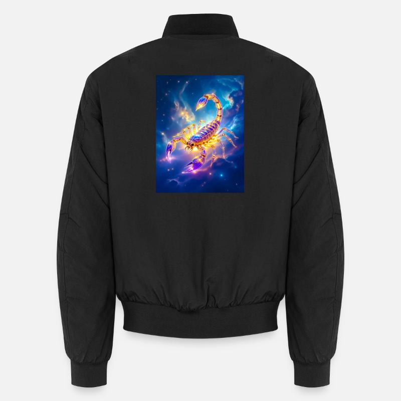 Glowing glass scorpion within bright nebula Unisex Bomber Jacket