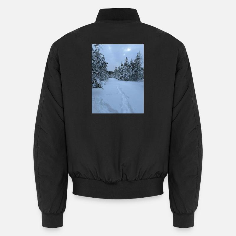 Winter trails in snow forest Unisex Bomber Jacket