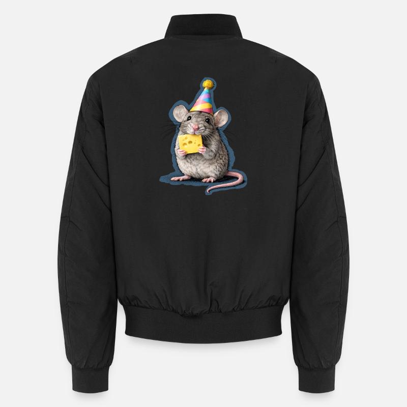 Partymaus mit Käse – Mixed Media Kunst Unisex Bomberjacke