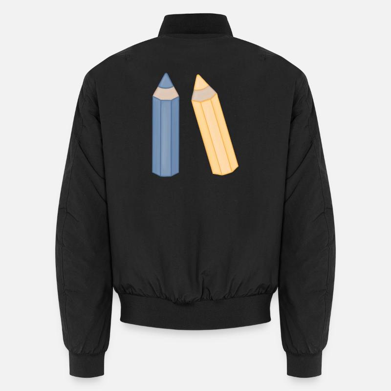 Bleistift-Duo Illustration Buntstifte - Unisex Bomberjacke - Schwarz