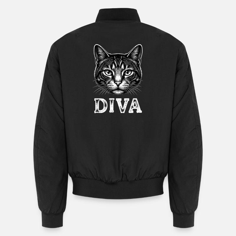 Diva Cat – Elegant Cat Motif - Unisex Bomber Jacket - black