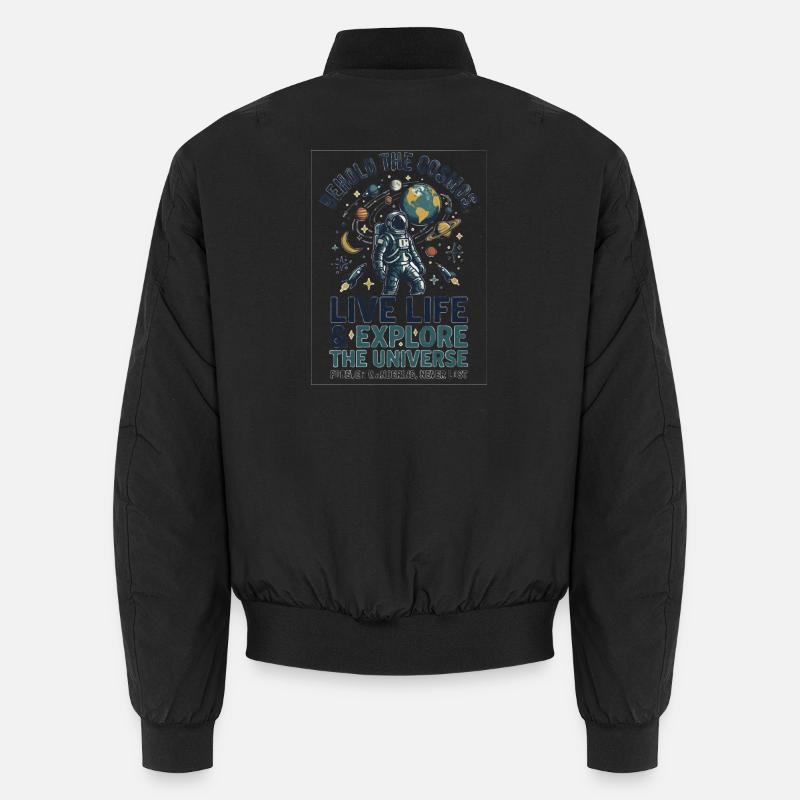 Kosmosheld: Lebe Leben, Erkunde Universum - Unisex Bomberjacke - Schwarz