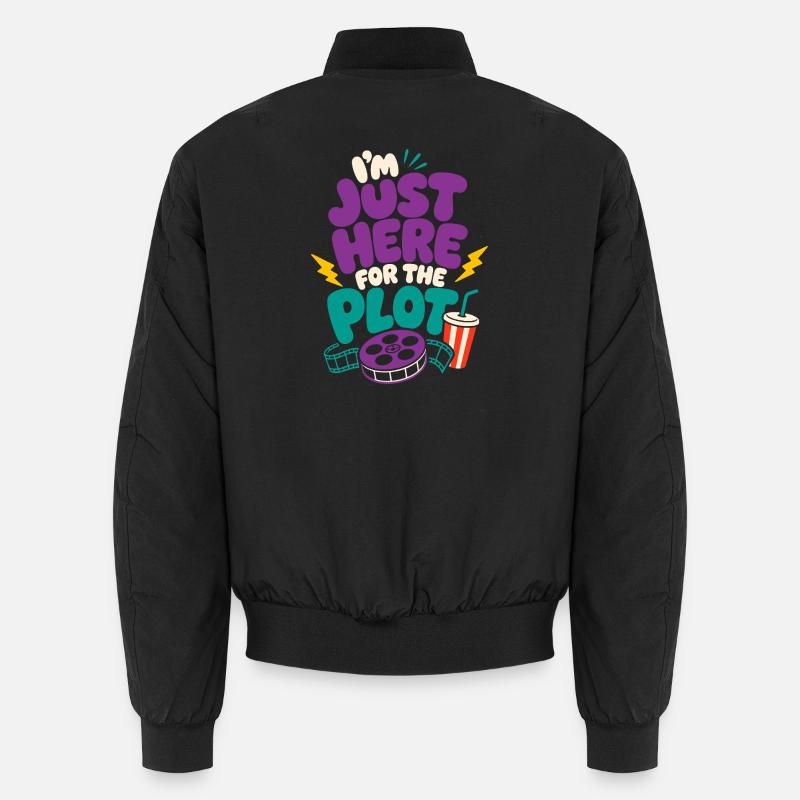 Just Here For The Plot - Unisex Bomber Jacket - black