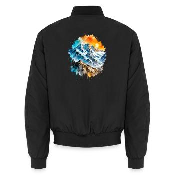 Alpen Gipfel Hütte Aquarell - Unisex Bomberjacke - Schwarz - Hinten - AI Model Male 185 light (185cm)