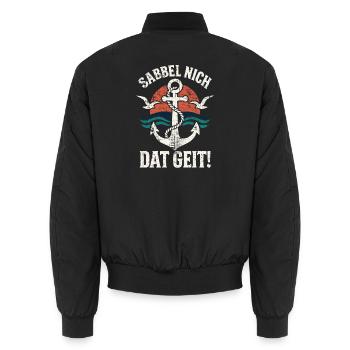 Sabbel nicht, dat geit! – Anker Retro mit Grunge - Unisex Bomberjacke - Schwarz - Hinten - AI Model Male 185 light (185cm)