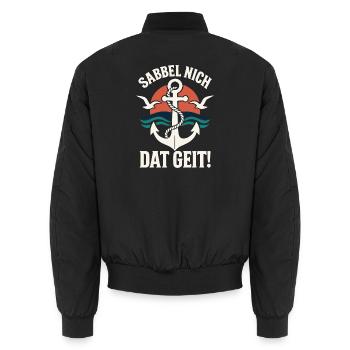 Sabbel nich – Dat geit! Anker Design - Unisex Bomberjacke - Schwarz - Hinten - AI Model Male 185 light (185cm)