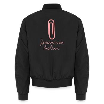 BÜROKLAMMER ZUSAMMENHALTEN, PROTEST, NIE WIEDER - Unisex Bomberjacke - Schwarz - Hinten - AI Model Male 185 light (185cm)