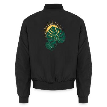 Monstera Blatt mit Sonne – Boho Botanical - Unisex Bomberjacke - Schwarz - Hinten - AI Model Male 185 light (185cm)