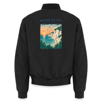 Møns Klint Dänemark Kreidefelsen Ostsee Retro - Unisex Bomberjacke - Schwarz - Hinten - AI Model Male 185 light (185cm)