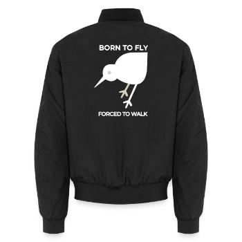 Geboren zum Fliegen Gezwungen Zu Gehen - Unisex Bomberjacke - Schwarz - Hinten - AI Model Male 185 light (185cm)