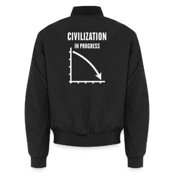 Civilization In Progress (Zivilisation / White) - Unisex Bomberjacke - Schwarz - Hinten - AI Model Male 185 light (185cm)