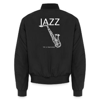 Jazz Style Saxophon - Unisex Bomberjacke - Schwarz - Hinten - AI Model Male 185 light (185cm)