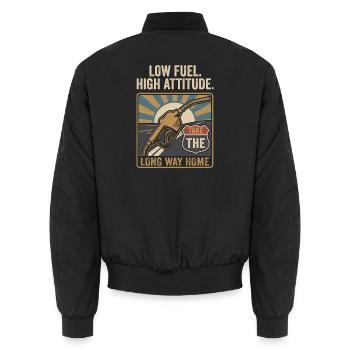 Fuel Freedom Vintage Roadtrip High Attitude - Unisex Bomberjacke - Schwarz - Hinten - AI Model Male 185 light (185cm)