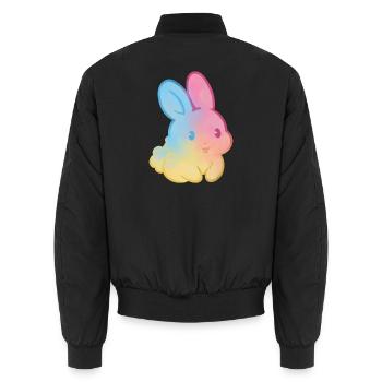 Pastell-Regenbogenhase - Unisex Bomberjacke - Schwarz - Hinten - AI Model Male 185 light (185cm)