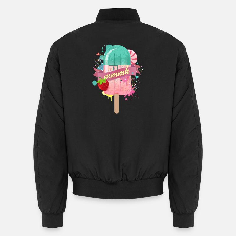 popsicle with strawberry - Unisex Bomber Jacket - black