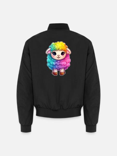 Buntes Schaf Regenbogen LGBTQ Tier Wolle Gender - Unisex Bomberjacke - Schwarz