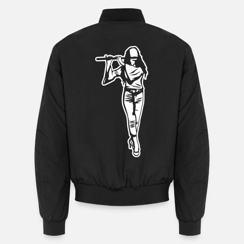 Flöte Mädchen Zeichnung Unisex Bomberjacke
