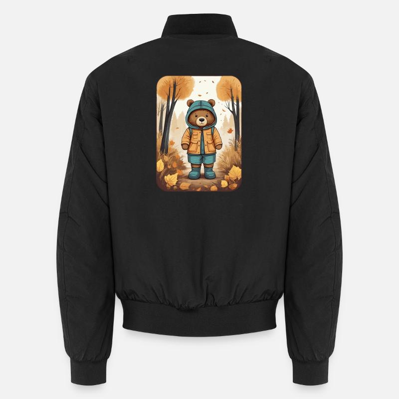 Cute bear with raincoat - Unisex Bomber Jacket - black