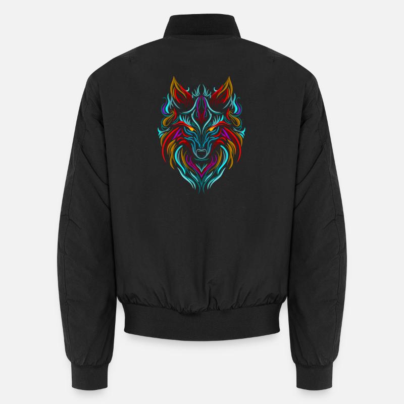 Wolf Tattoo Bunt - Unisex Bomberjacke - Schwarz