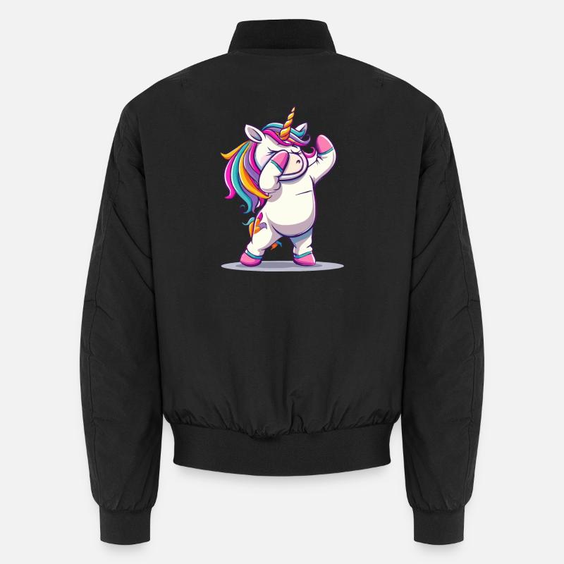 Regenbogen Dab Einhorn - Unisex Bomberjacke - Schwarz