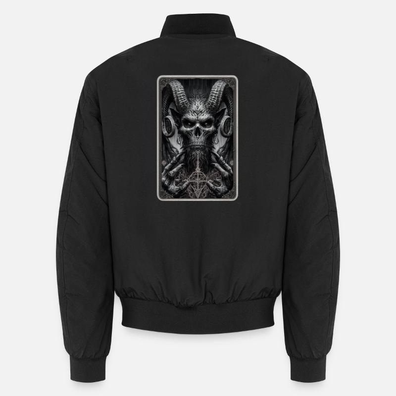 Dämon mit Hörnern und Pentagramm Unisex Bomberjacke