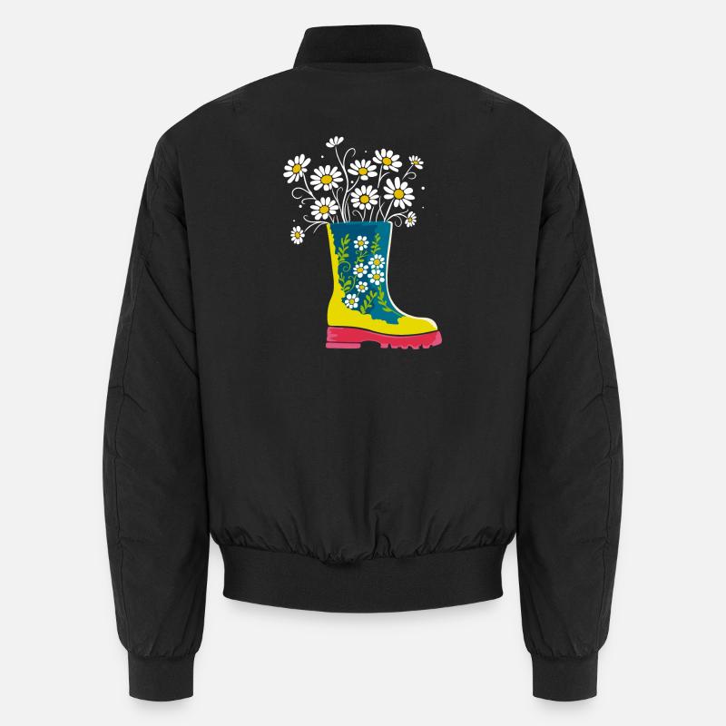 Bottes en caoutchouc colorées avec des fleurs Bomber unisexe