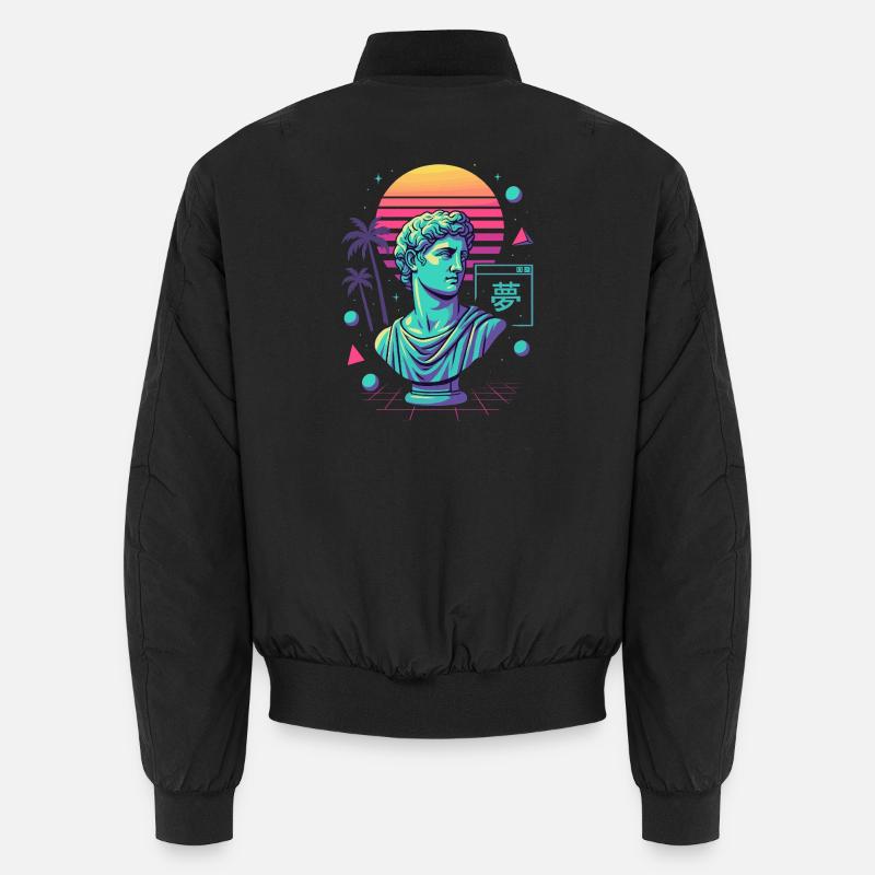Vaporwave Ästhetik – Antike trifft Neon Unisex Bomberjacke