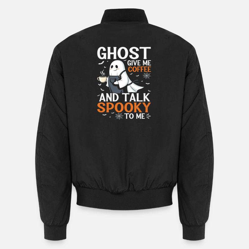 Spooky Ghost Coffee Talk T-Shirt - Unisex Bomber Jacket - black