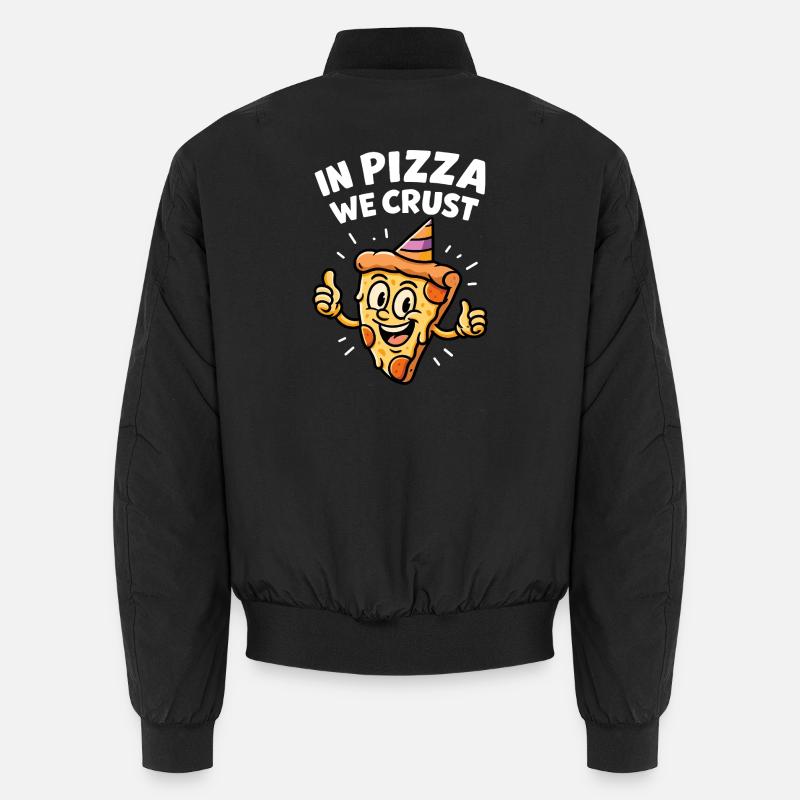 Funny Pizza Party Design - Unisex Bomber Jacket - black