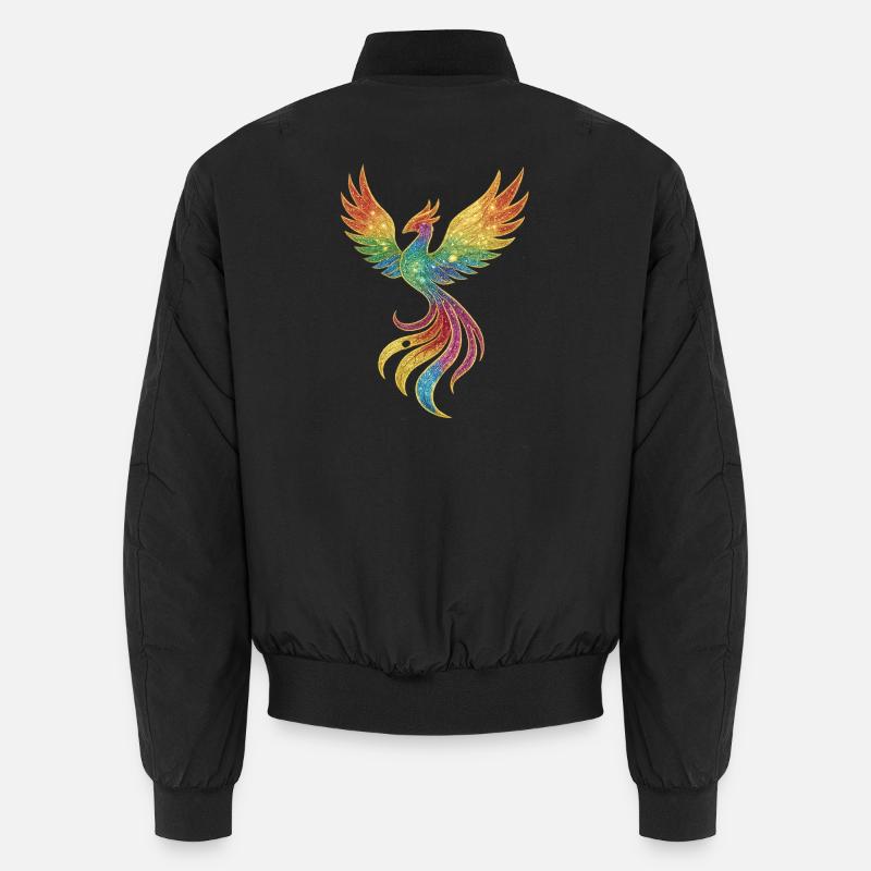 Rainbow Phoenix Spark Splendor - Unisex Bomber Jacket - black