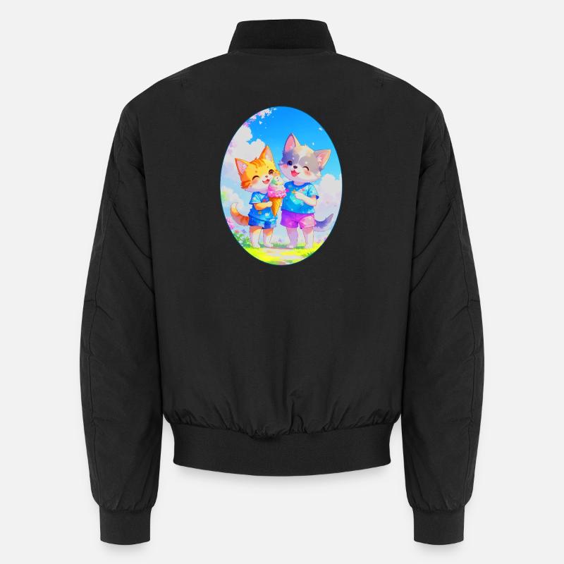 Chaton, chiot et crème glacée (ovale) Bomber unisexe